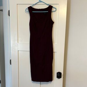 Express Sleeveless Midi Dress in Burgundy